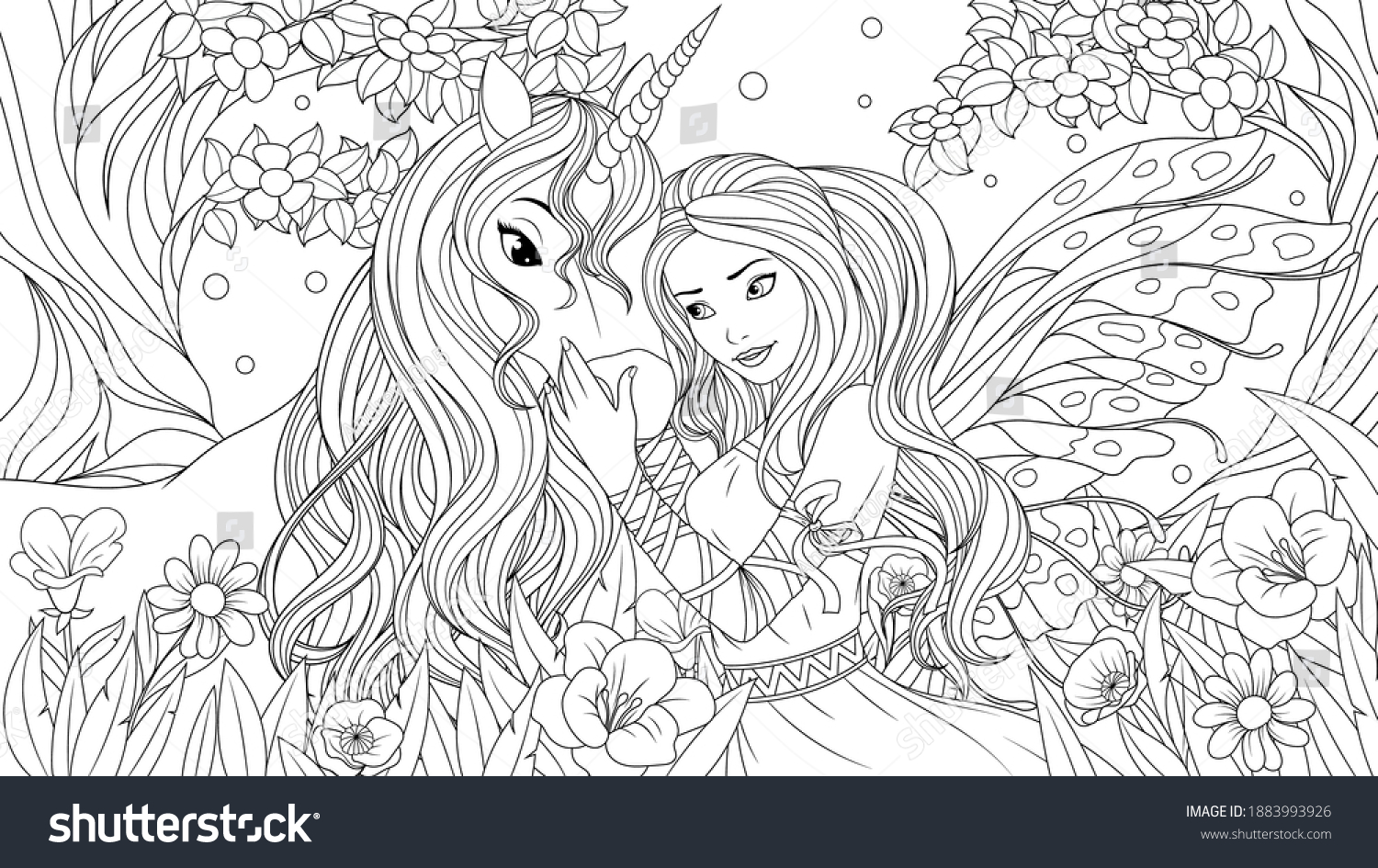 Unicorn and girl coloring book åçãåºåç çãd çäåçéå