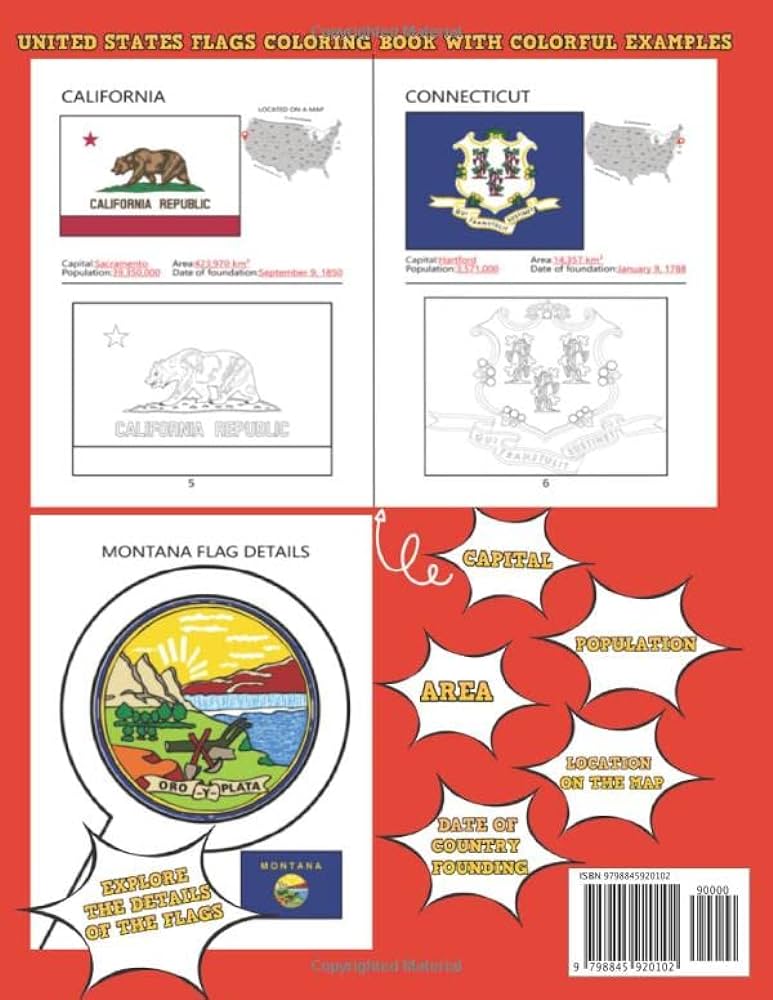 Flags of the us state coloring book color and learn all us state flags colourful example inside learn about the flags united states of of the world and of