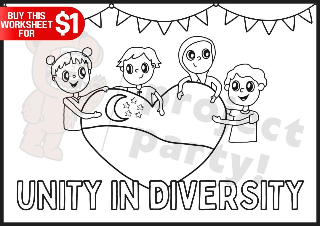 Racial harmony worksheetscoloring pagepreschool n k k hobbies toys stationery craft stationery school supplies on