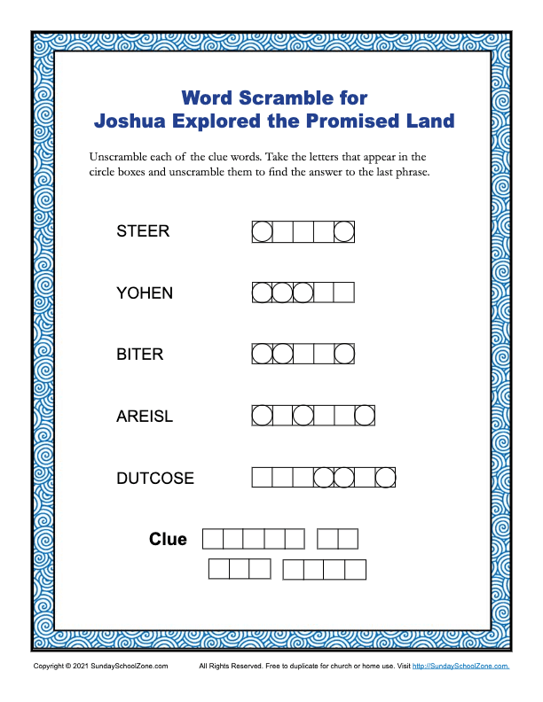 Word scramble puzzles bible lesson activities for children