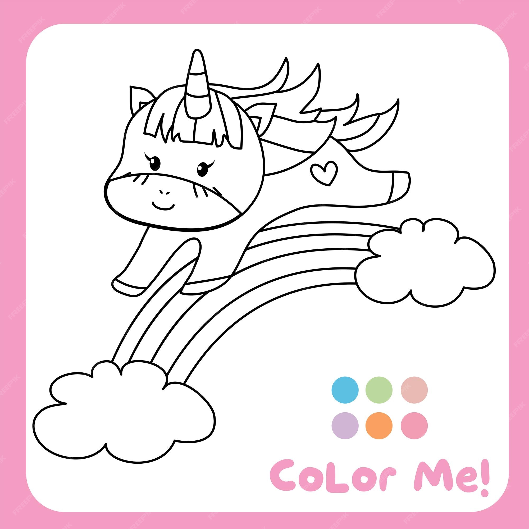 Premium vector coloring unicorn worksheet for children educational printable worksheet motor skills for children