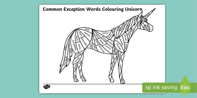 Year mmon exception words louring unirn worksheet