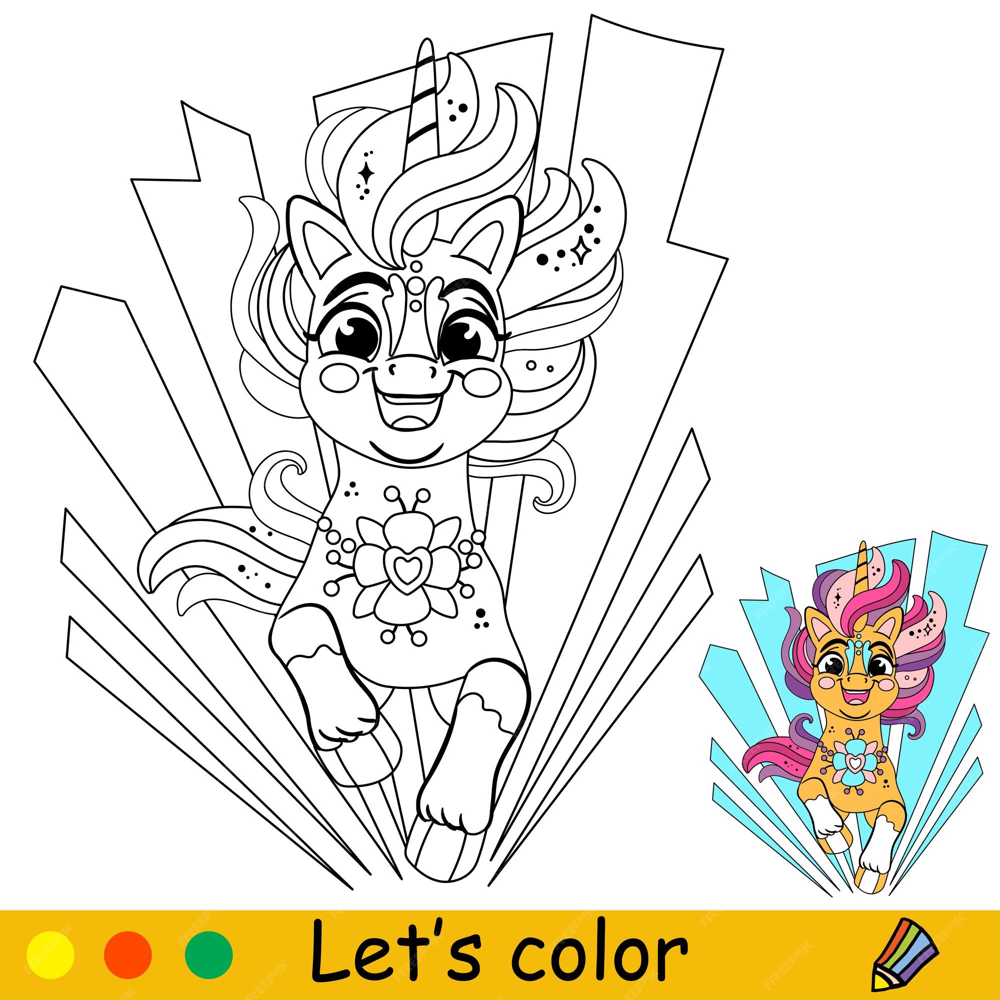 Premium vector cartoon cute close up running unicorn kids coloring book page unicorn character black outline on white background vector isolated illustration with colorful template for coloring print design