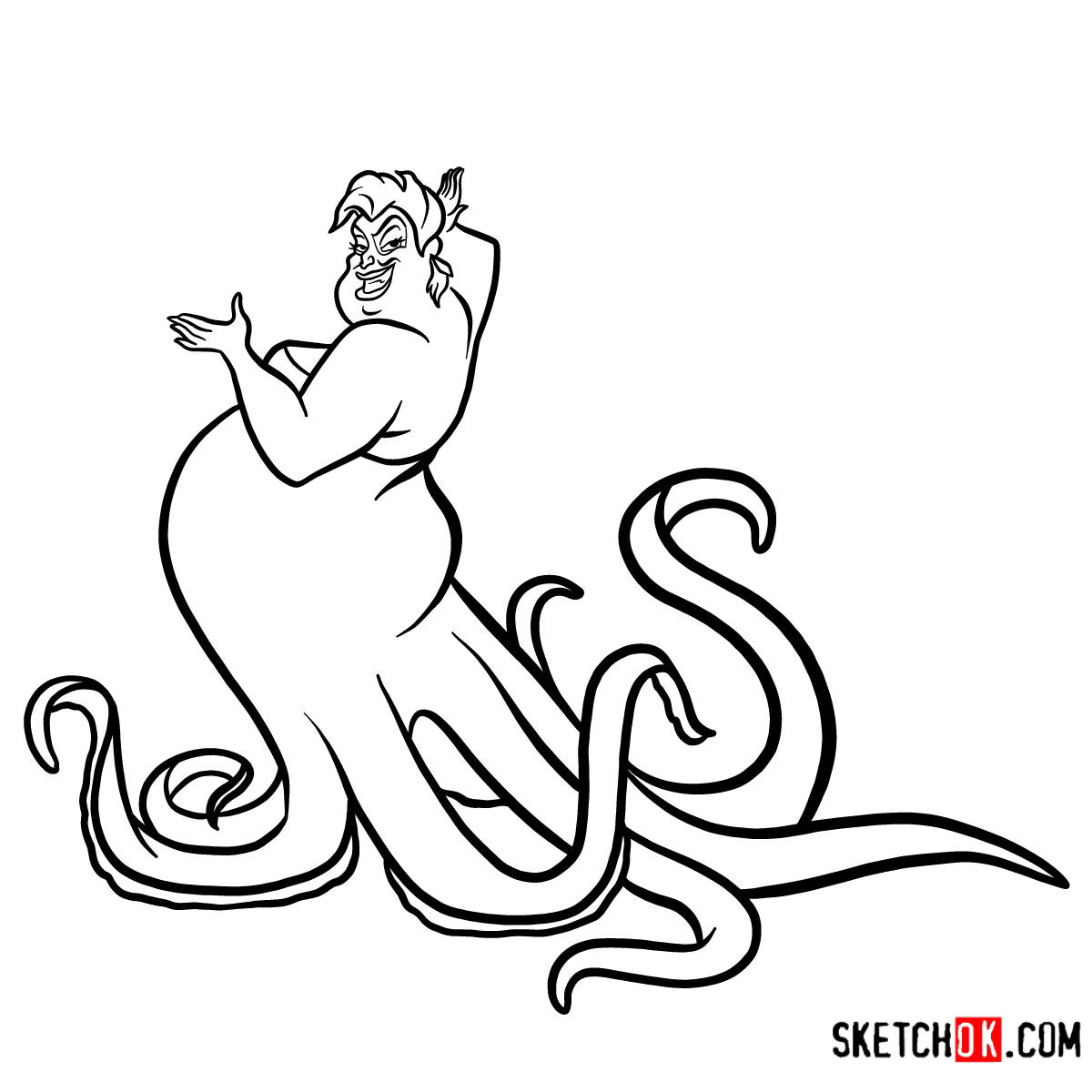 Sea witch to sketch how to draw ursula from the little mermaid