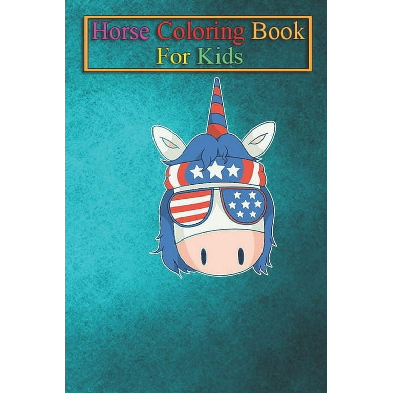 Horse coloring book for kids unicorn patriotic american flag glasses animal coloring book