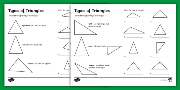 Classifying triangles practice worksheet usa
