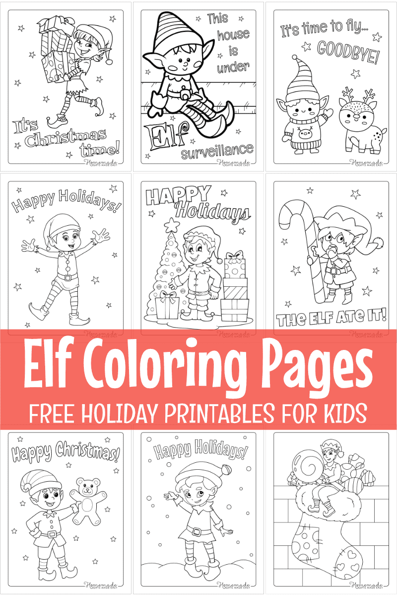 Free printable elf coloring pages for kids