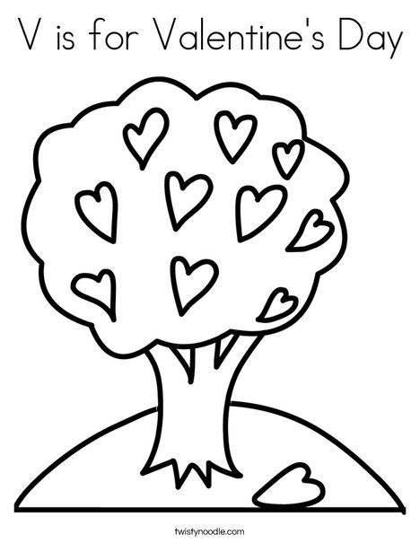 V is for valentines day coloring page