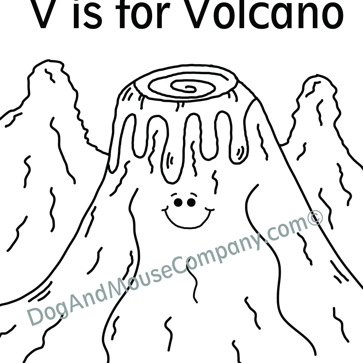 V is for volcano coloring page learn your abcs worksheet printabl â dog and mouse pany