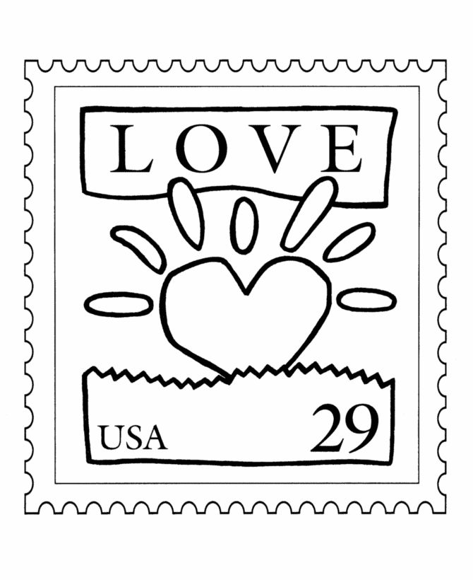 Love heart stamp coloring pages love stamps coloring pages stamp