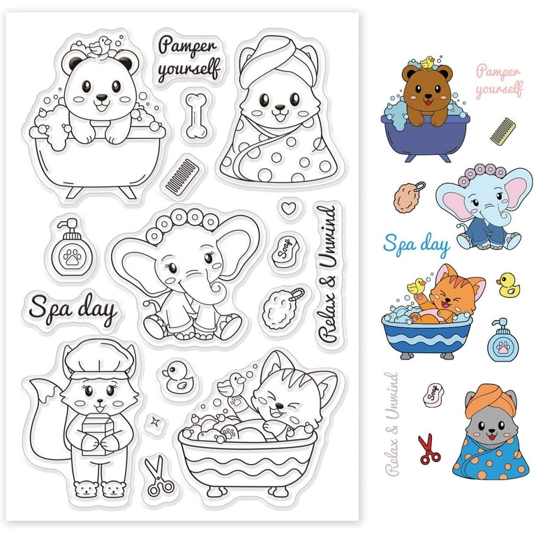 Animals cat bear silicone clear stamps elephant transparent stamp for birthday valentines day easter cards making diy scrapbooking photo album decoration paper craft