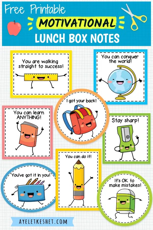Free printable lunch box notes with motivational messages