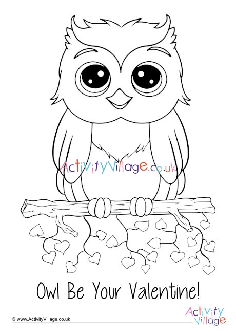Owl be your valentine louring page