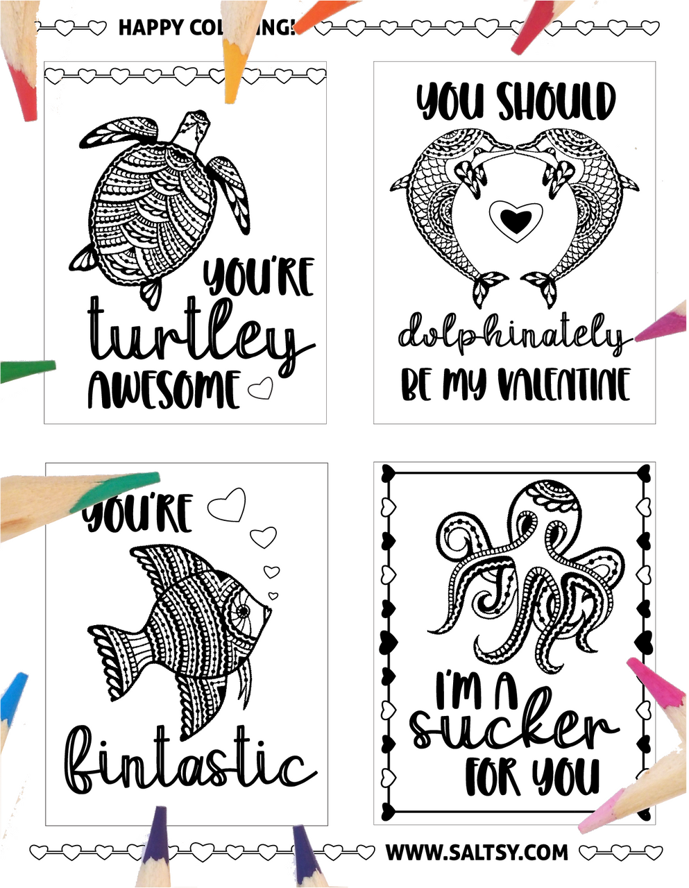 Free download under the sea valentines day cards for kids