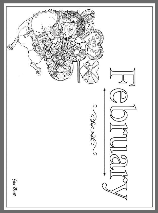 Jan bretts months of the year coloring pages february