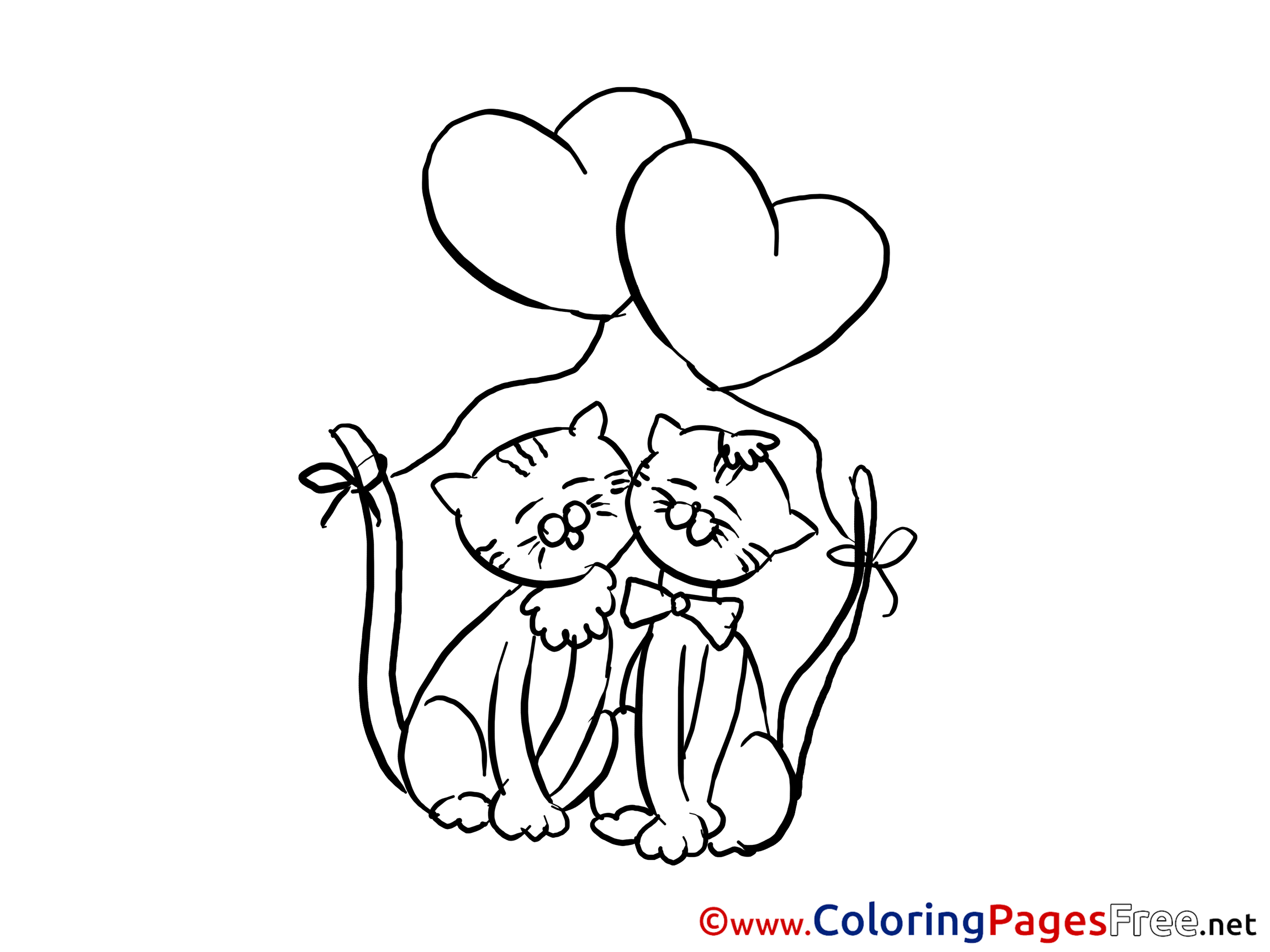 Cats love printable coloring pages valentines day