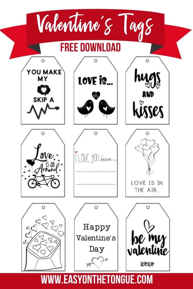 Free printable valentines gift tags