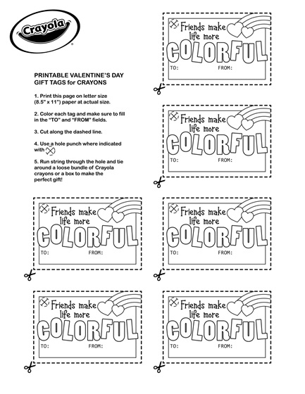 Valentine printable tags for crayons