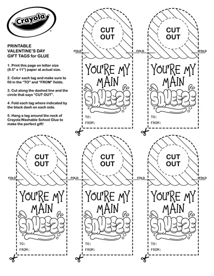 Valentine printable tags for school glue
