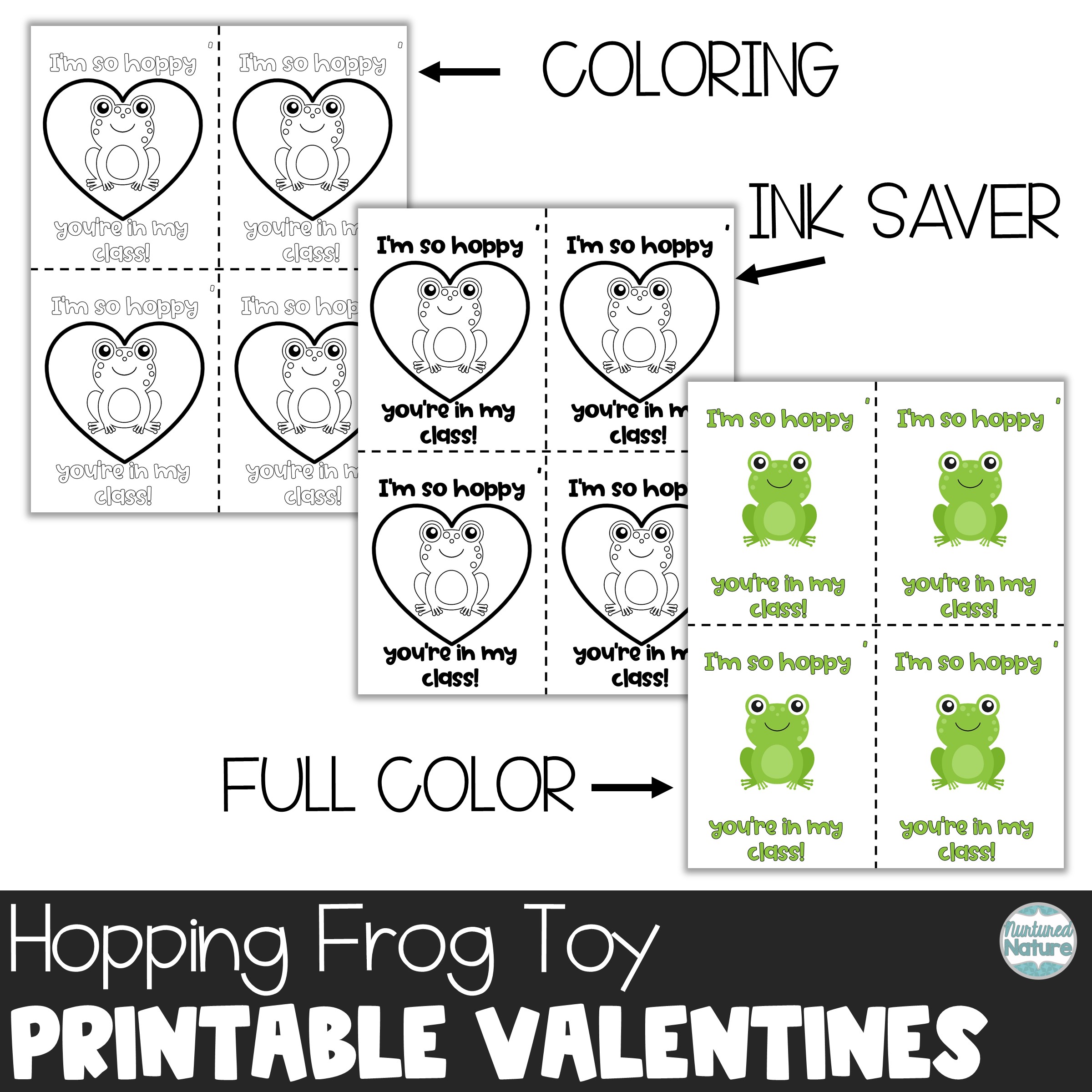 Frog coloring valentines day cards