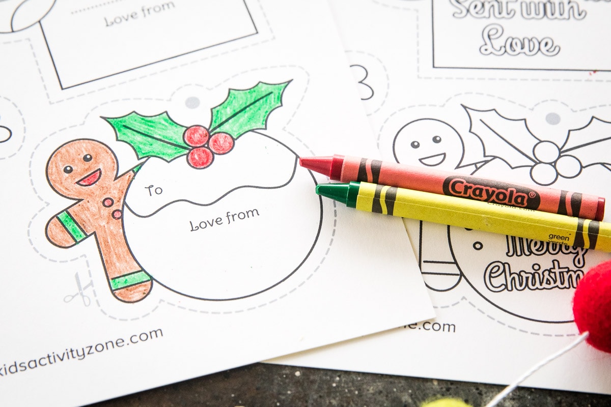 Printable christmas gift tags to color