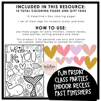 Valentines day coloring pages by the teacher house tpt