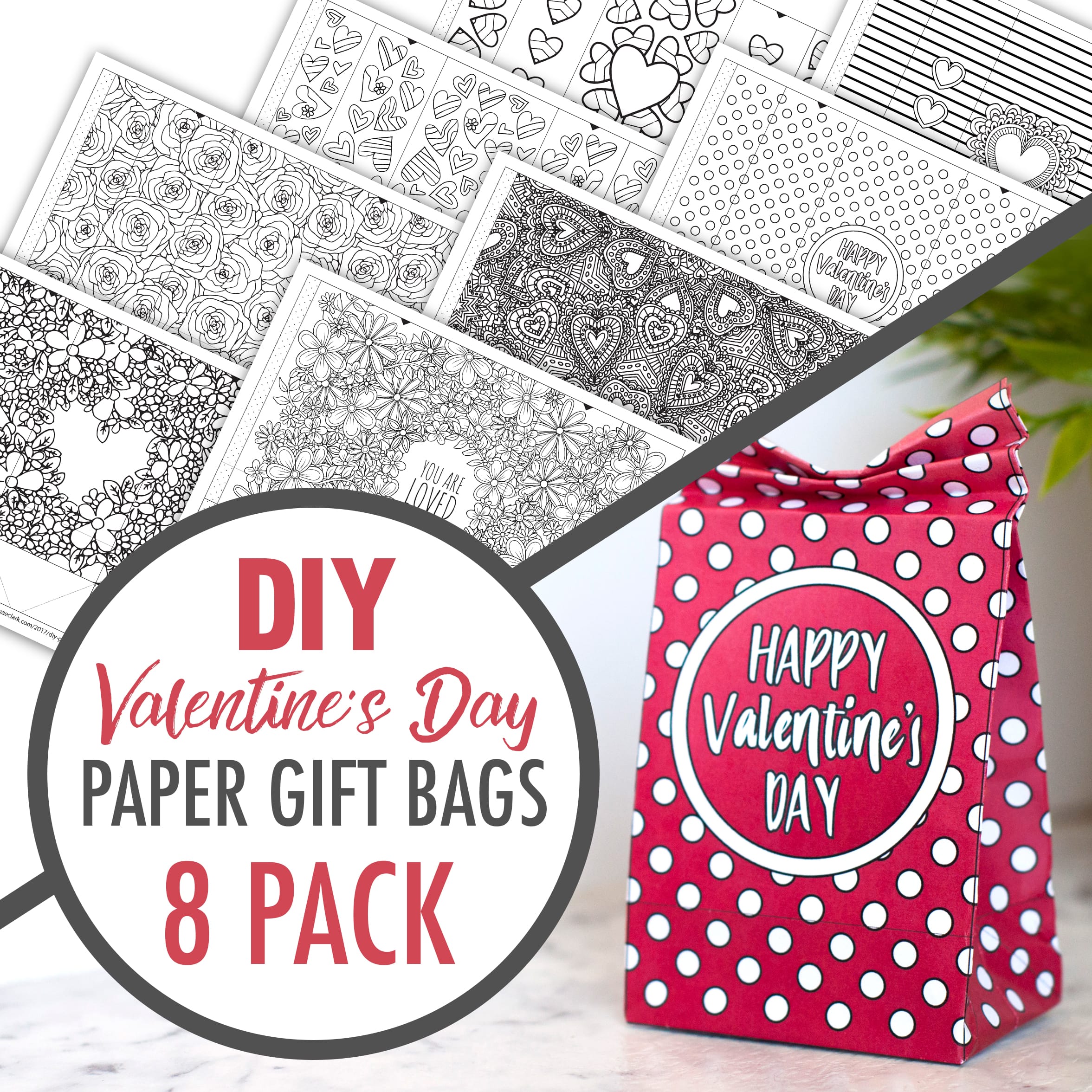 Diy valentines day paper gift bags templates