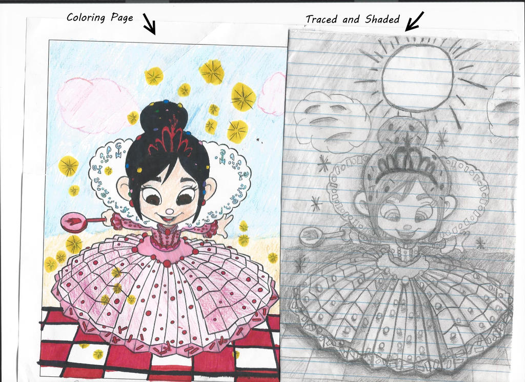 Princess vanellopecoloring pagetraced and shaded by melidancer on