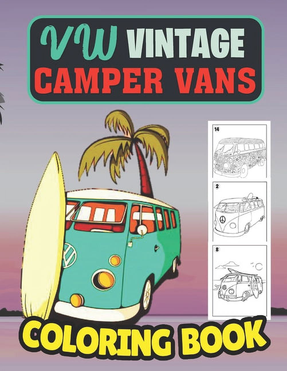 Vw vintage camper vans coloring book fun coloring book of old modern vws bulli t camper vans relaxation coloring pages for adults kids and vintage antique van lovers paperback