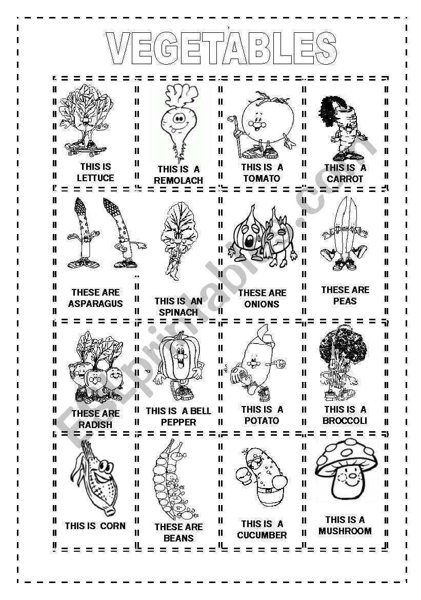 Vegetables this is these are plete the charts write the color write the plural color the flashcards