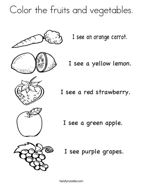 Color the fruits and vegetables coloring page