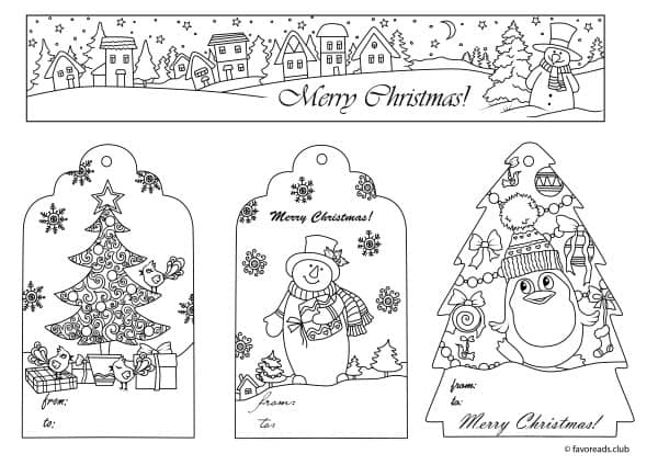 Christmas joy â christmas tags and bookmark â favoreads coloring club