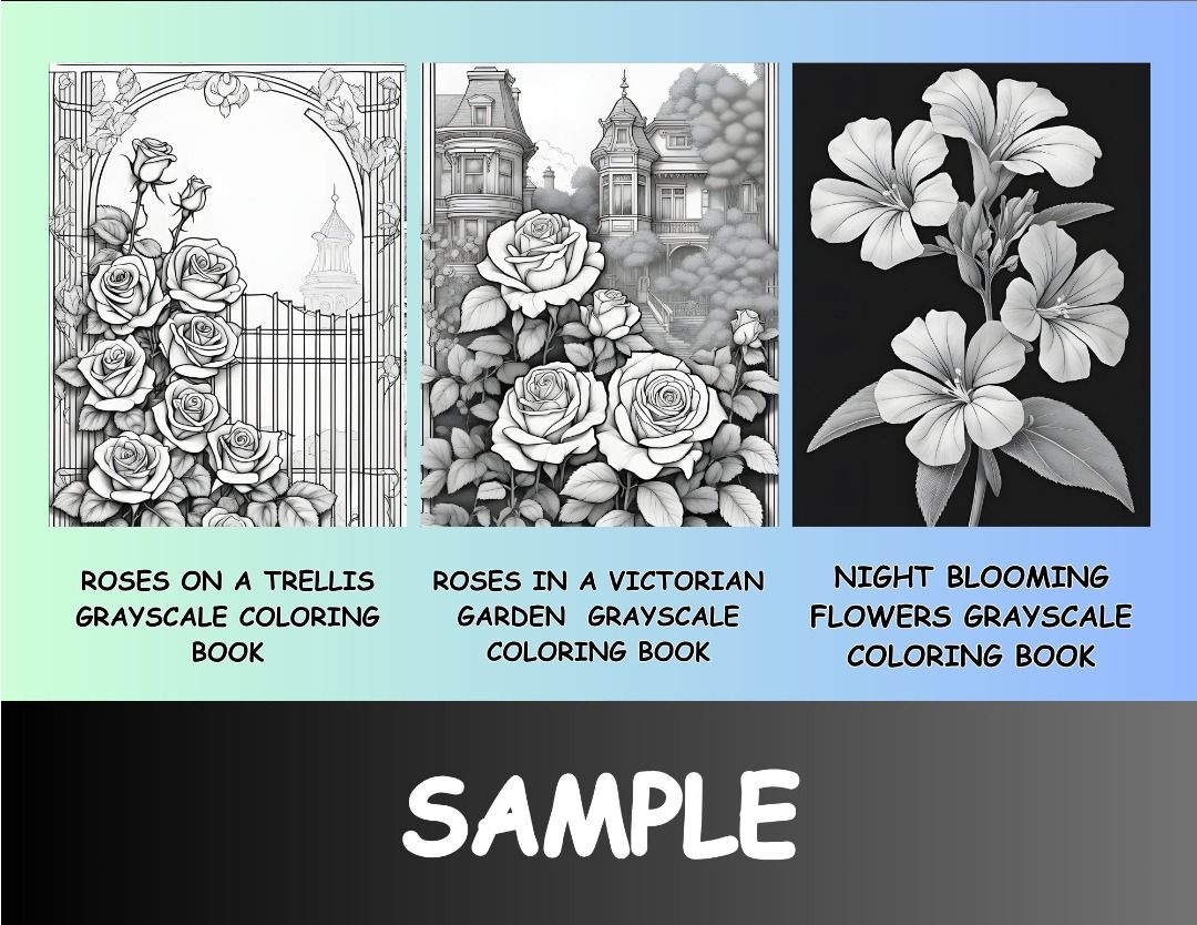Flowers coloring pages bundles coloring books adults grayscale coloring pages printable pdf florals hobbies toys stationery craft art prints on