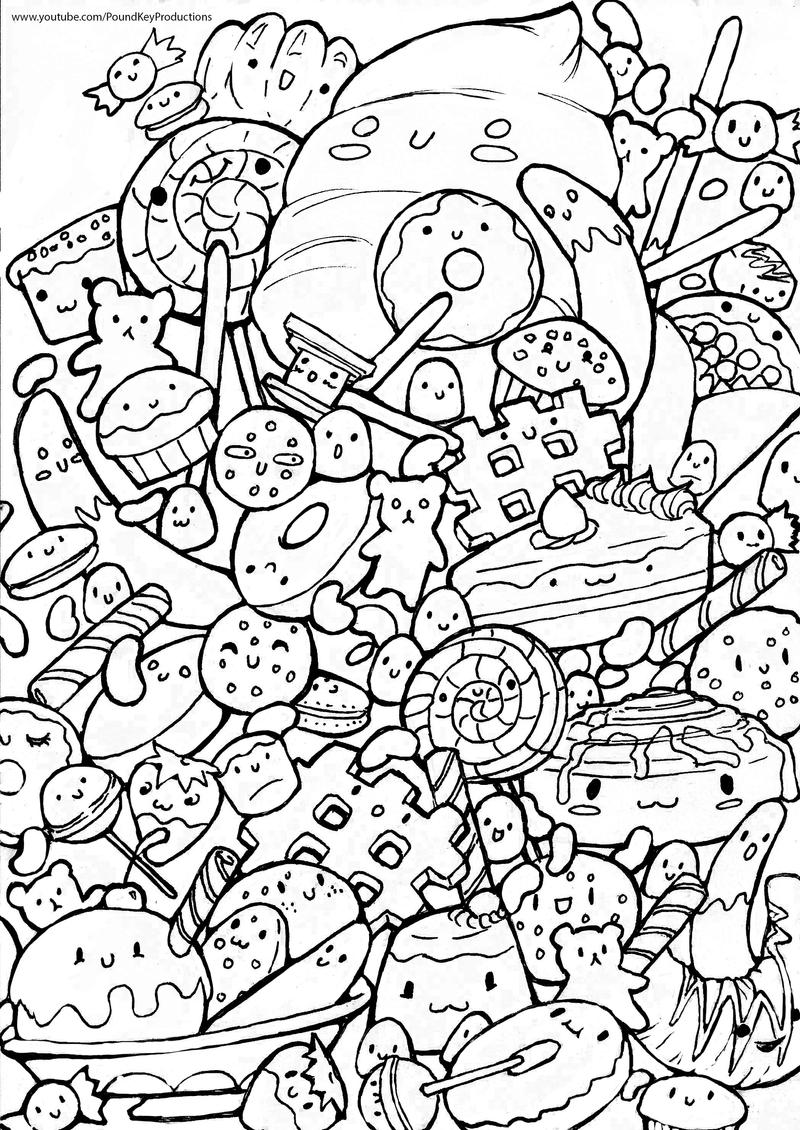 Sweet doodle colouring page by pound