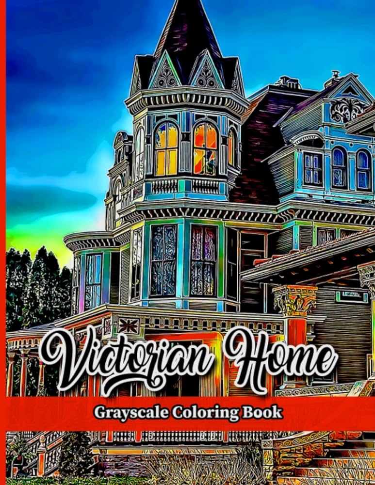 Victorian home grayscale coloring book pre shaded coloring pages of antique victorian homes x gothic victorian era adult coloring book for men and women publishing victorian art books