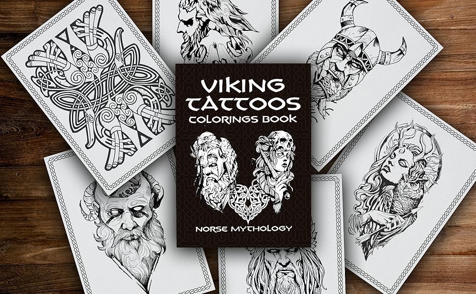 Viking tattoos coloring book norse mythology norse colouring book for relaxation nordic and celtic design for adults tattoos norse symbol warrior scandinavian fighter berserker unique gift for men adevlop art