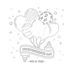 Independence day with balloons coloring page
