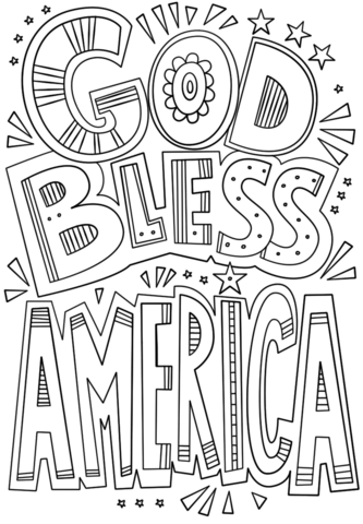 God bless america doodle coloring page free printable coloring pages