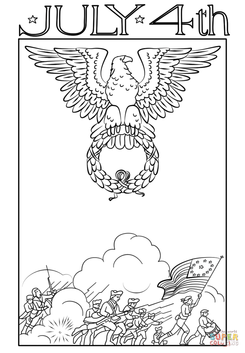 July th vintage postcard coloring page free printable coloring pages