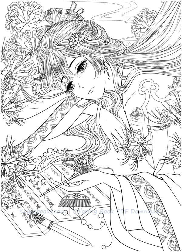 Classic chinese portrait coloring book vol â traditional chinese costume by dadacat â