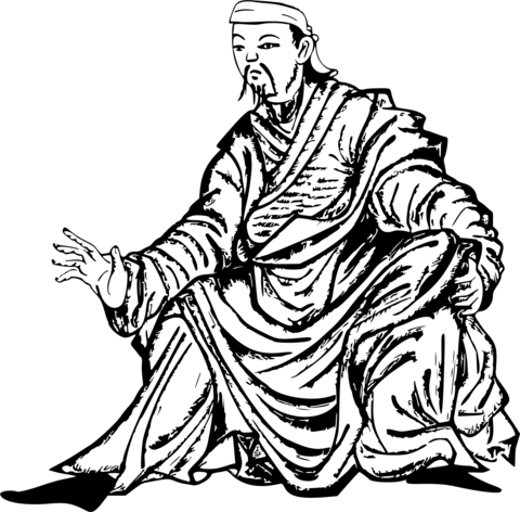 Vintage sitting chinese man coloring page free printable coloring pages