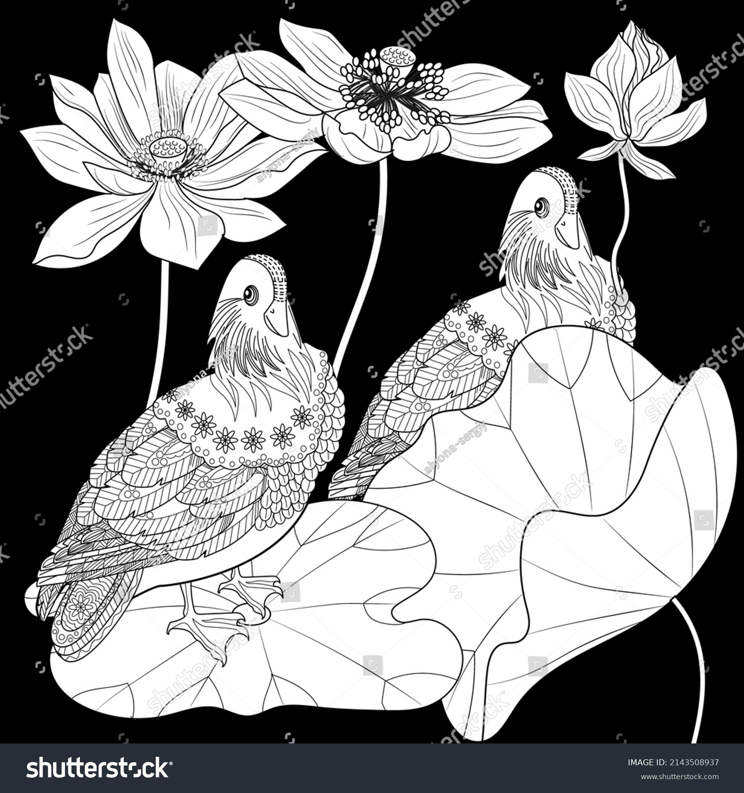 Hakuun art therapy coloring page birds hand liittyvã vektorikuva rojaltivapaa