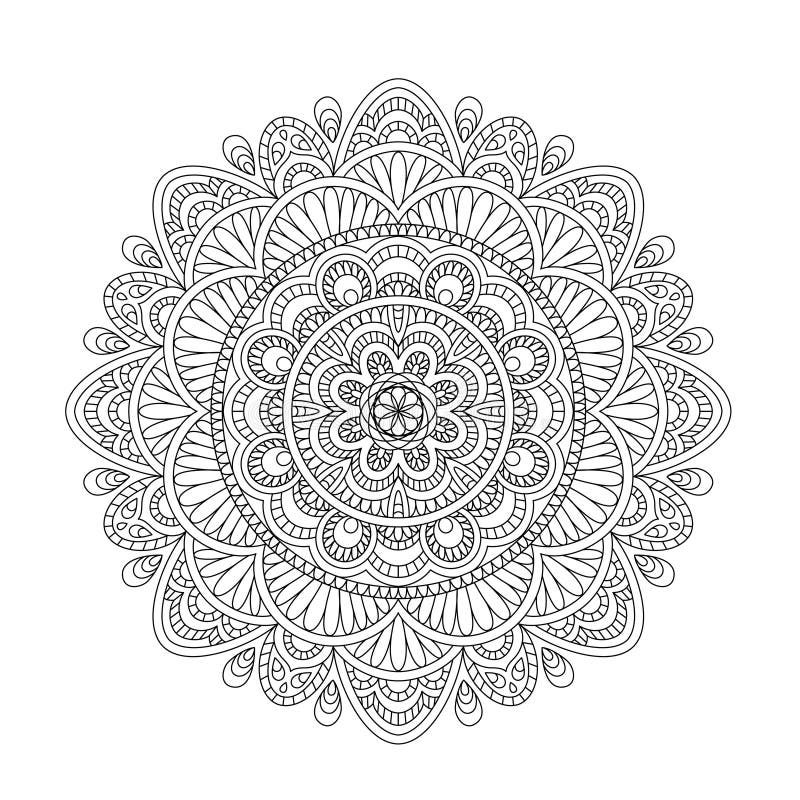 Royal vintage ethnic mandala line art illustration great design for any purposes print coloring book page stock vector