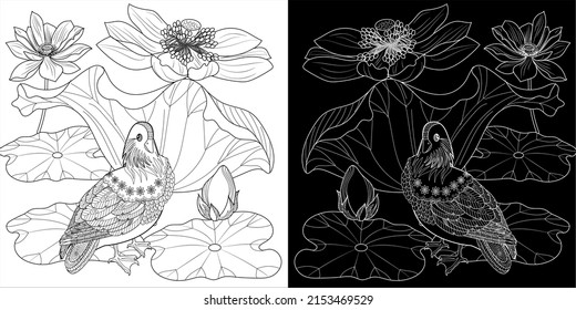 Art therapy coloring page birds hand stock vector royalty free