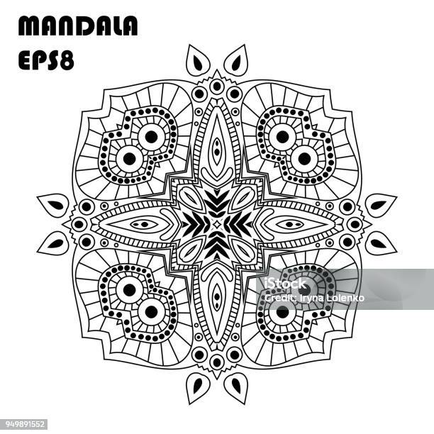 Flower mandala vintage decorative elements oriental pattern islam arabic indian moroccan asian turkish mystic ottoman motifs coloring book element stock illustration