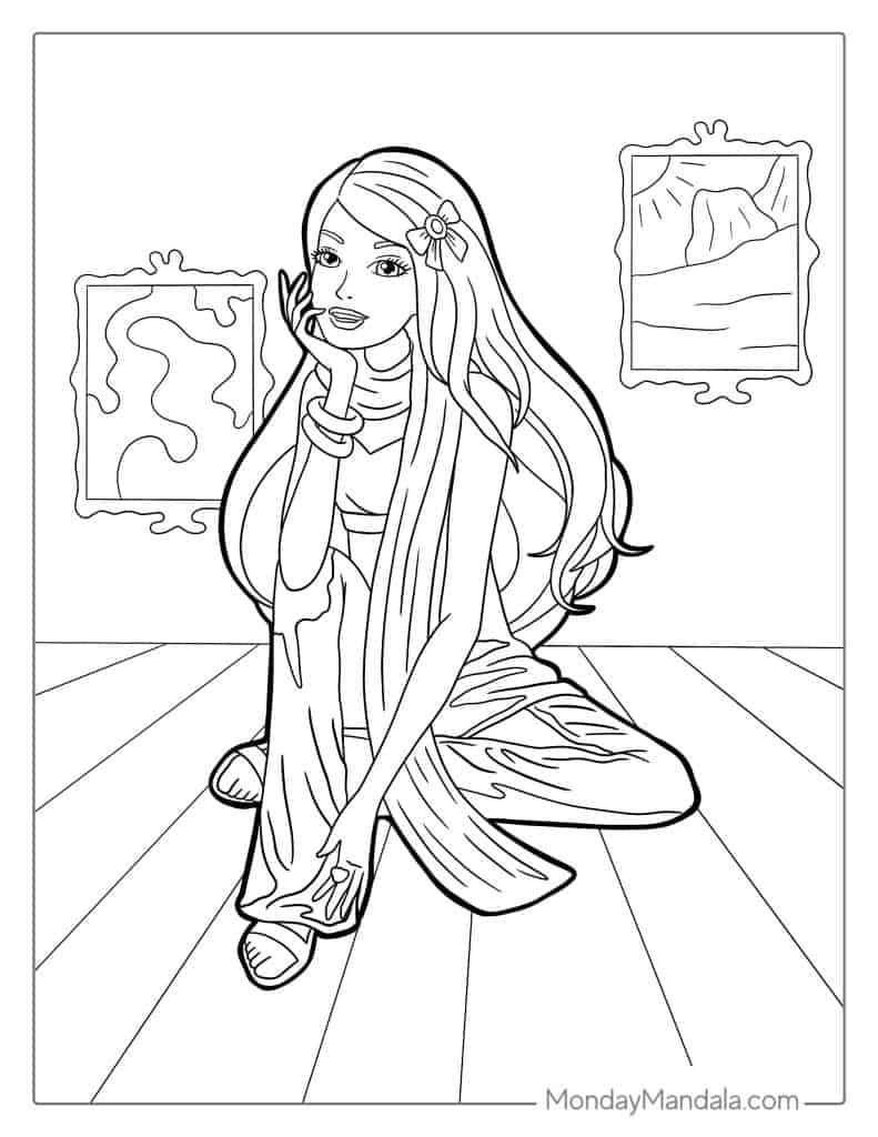 Barbie coloring pages free pdf printables