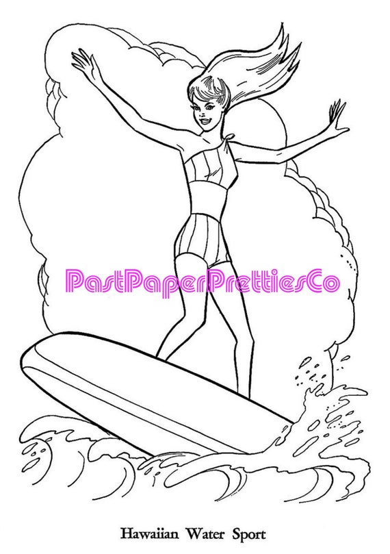Vintage printable barbie coloring book pdf instant digital download retro seventies toy doll pages to color instant download