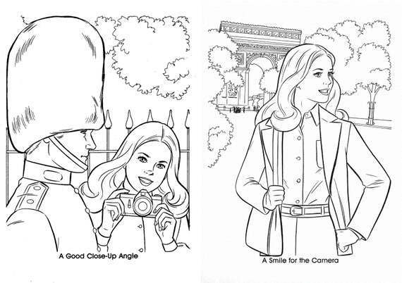 Vintage barbie coloring book pages instant download pdf format