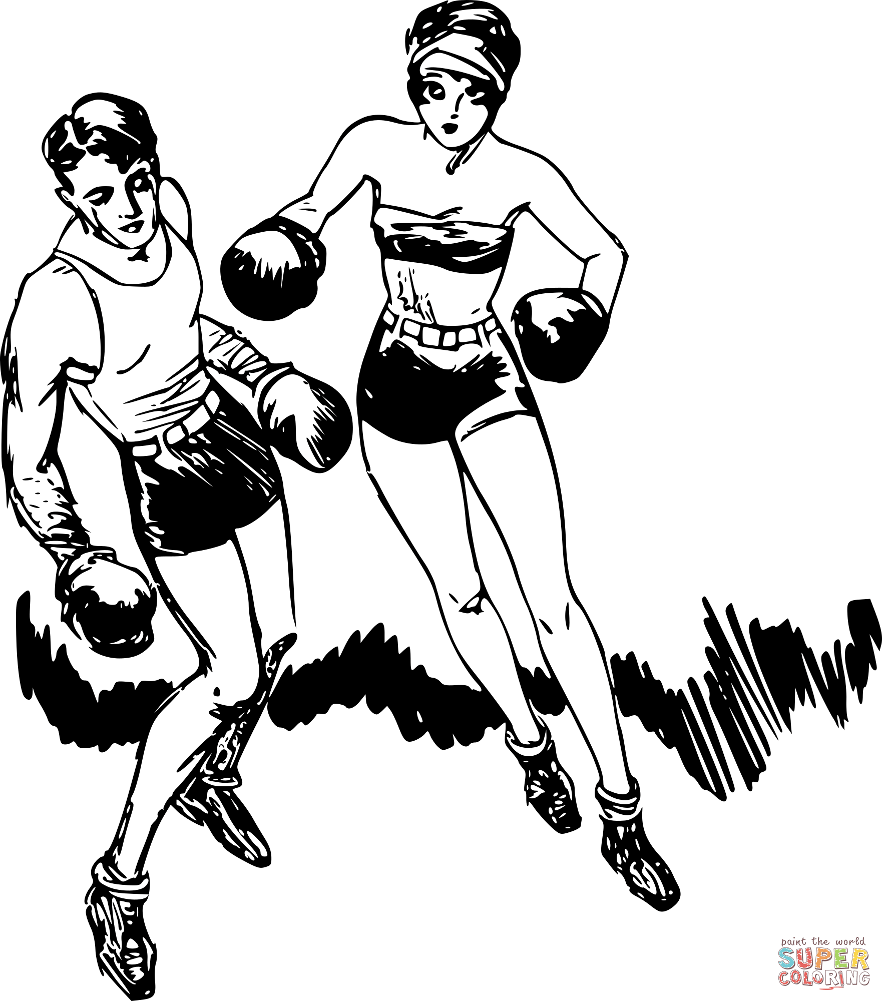 Vintage boxers coloring page free printable coloring pages