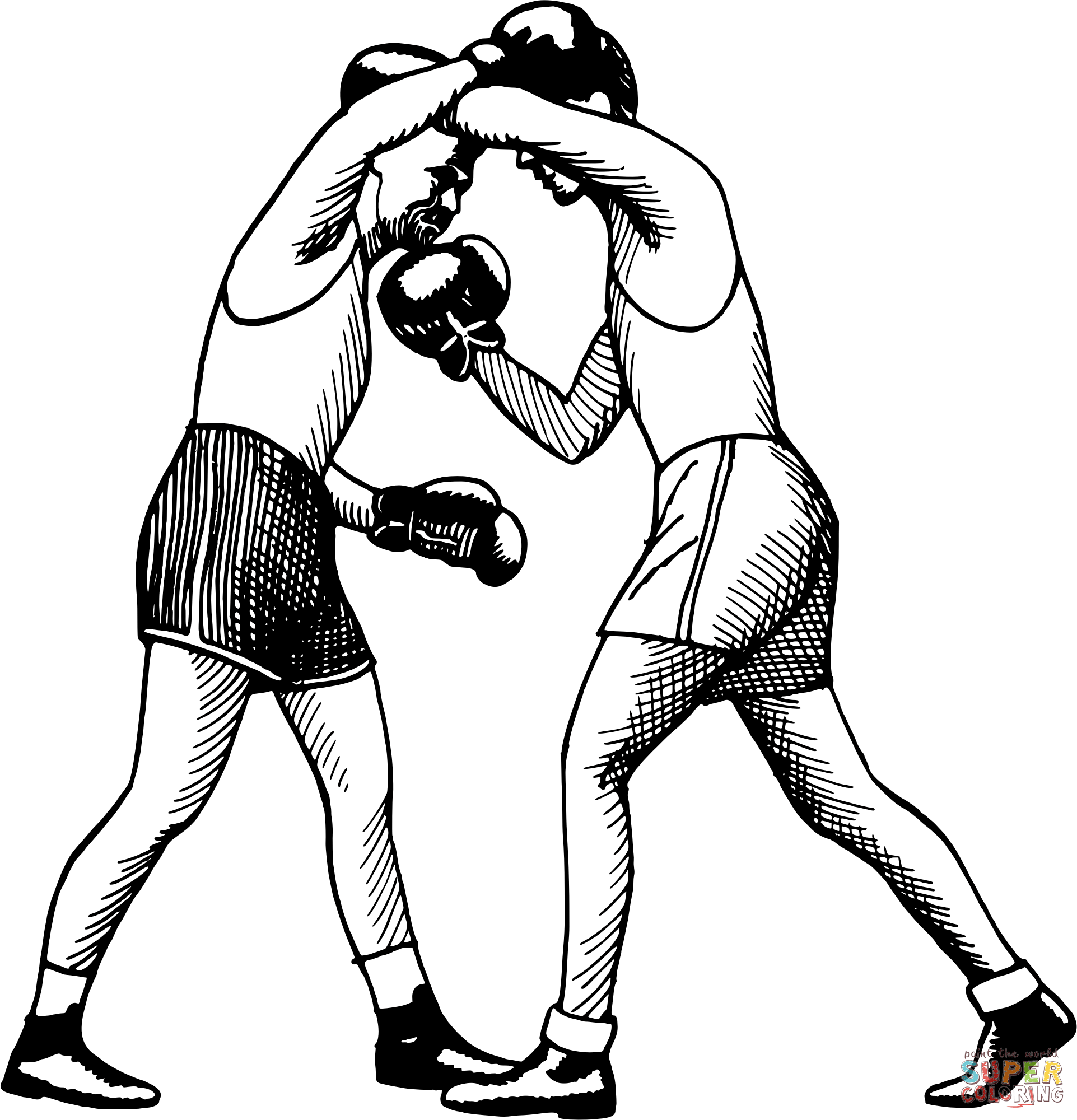 Vintage boxing coloring page free printable coloring pages